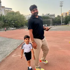 On the track with my son. Family and fitness go hand in hand.