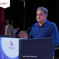 Mr. Chandrashekar speaking after being recognized as a Yoga Champion and Trainer. His dedication and deep knowledge are an inspiration to all of our students and aspiring teachers.