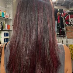 A beautiful example of my Cherry Cola hair colour service. This shade combines deep brunette with rich red and violet undertones for a look that is both trendy and timeless.