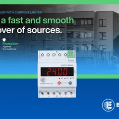 The iACCLM400 model is designed for a seamless changeover between utility and diesel generator power. This banner highlights its key features, including configurable settings and protection against fluctuations.