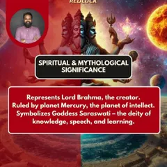 The 4 Mukhi Rudraksha has great spiritual significance. It represents Lord Brahma and is ruled by Mercury, the planet of intellect. It also symbolizes Goddess Saraswati, the deity of knowledge, speech, and learning.