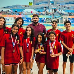 Team success is the ultimate goal. Here is the Ace Aquatic Academy team after being named 'Best Academy of the Meet' at the Delhi Open, where we secured 11 gold medals and set three new meet records.