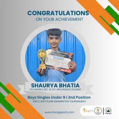 Small steps lead to big wins. Congratulations to our student Shaurya Bhatia for securing the second position in the Boys' Singles Under 9 category at the SRCC Shuttlers Badminton Tournament.