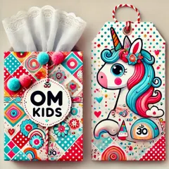 Beautiful things come in beautifully packaged moments. This image, featuring a whimsical unicorn gift tag and decorated box, captures the playful and creative spirit we infuse into all our crafts and activities.