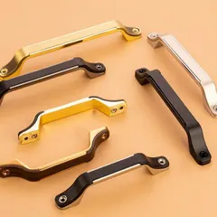 A variety of classic and contemporary cabinet pulls. The arrangement allows clients to easily compare different styles in a single, well-lit image.