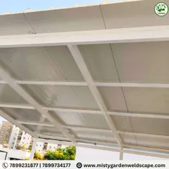 This image shows the puff sheet roofing installed above the section where the CNC panels will be placed, demonstrating how I integrate different design elements.
