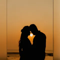 A classic sunset silhouette against a fiery orange sky. This is one of my favorite techniques to create timeless and artistic pre-wedding photos.