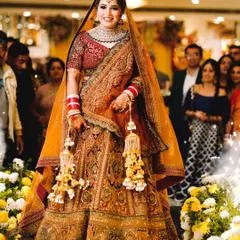 The bride's grand entrance. A full-length shot that captures her confidence and the beauty of her entire bridal look.
