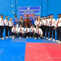A group photo with fellow officials at the National Games selection trial. We are all dedicated to the sport of taekwondo.
