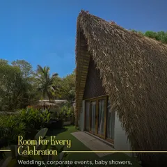 Our iconic A-Frame cottages offer a unique stay. With thatched roofs and private green spaces, they provide a perfect blend of rustic charm and modern comfort for any celebration or getaway.