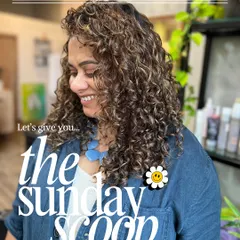 The Sunday Scoop is here, featuring these gorgeous, happy curls. We gave them a color refresh to enhance their definition and shine.
