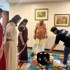 A life-sized Snakes and Ladders game in action at the ICICI Venture Diwali celebration. I love bringing nostalgic games into a corporate setting to create a relaxed and fun atmosphere for team bonding.