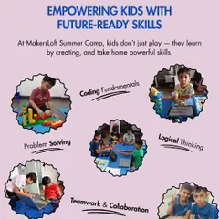 My summer camps are more than just play; they are a launchpad for future ready skills. This graphic highlights the key areas we focus on, including problem solving, coding fundamentals, logical thinking, and teamwork.