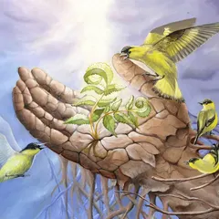 'Sapling' is about the nature of belief. The hand, cracked and stone-like, represents rigid ideas, while the young sapling breaking through symbolizes the pliable, ever-growing trust of life. It’s a visual metaphor for growth overcoming stagnation.