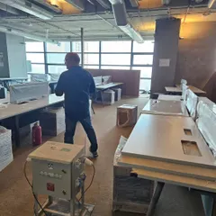 Assessing a large office space under renovation. The placement of workstations, manager cabins, and meeting rooms is crucial for employee productivity and business success.
