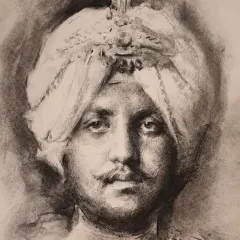 A charcoal portrait of a royal figure, showcasing a softer, more classical style. I used charcoal to create rich, dark tones and subtle gradations, capturing a sense of history and dignity.