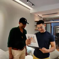 A throwback to a meeting with Aamir Khan, where we discussed a calendar project based on his film characters. His home provides a relaxed setting for creative discussions.