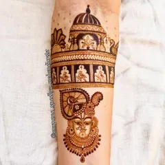 Shrinathji, my beloved. This design features a detailed portrait of Shriji Bawa under a traditional temple dome, a piece of devotion I was honoured to create.