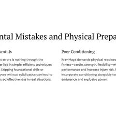 Never neglect the fundamentals or your physical conditioning. Rushing to advanced moves without a solid base is a recipe for failure. Krav Maga demands physical readiness.