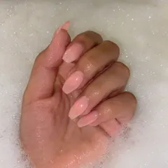 The ultimate clean and classic look. These coffin-shaped extensions with a natural pink gel give off a "your nails but better" vibe, perfect for any occasion.