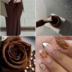 A mood board dedicated to rich, chocolatey brown tones. This is the inspiration for my warm, sophisticated nail designs, perfect for the autumn season.