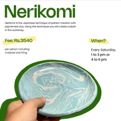 The Nerikomi workshop is where you can play with colored clay to create beautiful patterns. You'll learn the Japanese technique and make a unique plate to take home.