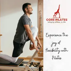 Pilates is for everyone. We welcome clients of all genders and fitness levels, creating a space where everyone can work towards their personal wellness goals. This client is enjoying a deep stretch on the reformer, improving flexibility and releasing tension.