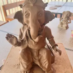 This is the Ganesha idol I hand-sculpted for 2024. Making my own Bappa every year fills me with peace and happiness. It's a tradition that gives me so much strength.