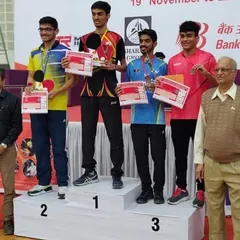 Deepit Patil on the winner's podium after becoming the Maharashtra State Champion in the Men's category for the first time. This highlights the elite level of competition we foster.