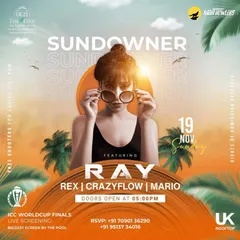 The poster for a Sundowner event in Belgaum. I love playing daytime parties, especially when they're combined with a live screening of a World Cup final.