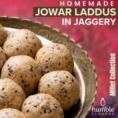 This is my Homemade Jowar Laddu, a wonderful gluten-free option from my millet collection. The sesame seeds you see add a lovely texture and nutty flavor. These are packed with fiber and nutrients, making them a delicious and healthy treat.