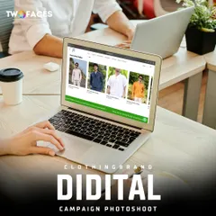 A men's wear collection displayed on a laptop screen, showcasing our e-commerce photography. We deliver clean, consistent, and high-quality images for product listing pages that drive sales.