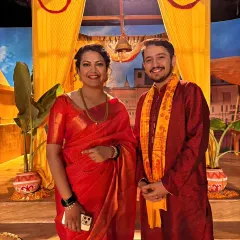 On the set of the spiritual TV show with my co-artist. It was a fresh and humbling experience to be part of a project dedicated to devotional music.
