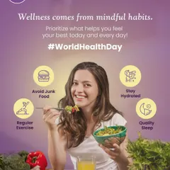 On World Health Day and every day, I emphasize that true wellness comes from mindful habits. Simple actions like avoiding junk food, staying hydrated, getting regular exercise, and ensuring quality sleep are the foundational pillars of a healthy life.