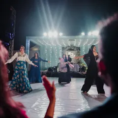 A glimpse of the dance floor in action. We provide a complete setup with professional stage lighting to ensure the Sangeet or cocktail night performances look and feel spectacular.
