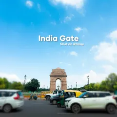 India Gate on a busy day, captured with my phone. I used the portrait mode to create a tilt-shift effect, blurring the traffic and making the monument stand out.