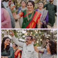 The joy of family and friends celebrating together at a Maharashtrian wedding.