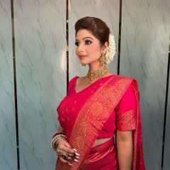 A timeless Karwa Chauth look featuring our beautiful temple jewellery choker. The intricate design adds a touch of grace and love to the celebration.