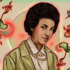 A portrait of the talented Esperanza Spalding for Bandcamp Weekly, surrounded by surreal, floating flora that hints at the organic nature of her music.