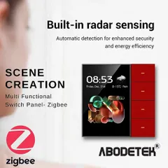 Our advanced control panels feature built-in radar sensing for automatic detection of human presence. This enhances security and improves energy efficiency by ensuring lights are only on when a room is occupied.