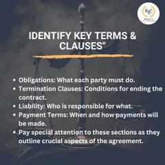When reading a contract, it's crucial to identify the key terms. Pay close attention to clauses related to obligations, termination, liability, and payment terms, as these define the core of the agreement.