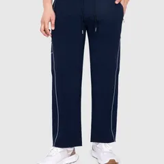 A front view of the same sportswear track pants, showing the drawstring detail and pocket placement. This provides a comprehensive view for online shoppers.