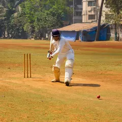 A batsman takes his stance during a match simulation session. We focus on turning practice into real-game performance.