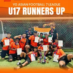 Our experience includes managing teams for international competitions. Here, our U17 team is seen after becoming runners-up at the YG Asian Football 7 League, earning the chance to represent India at the club level.