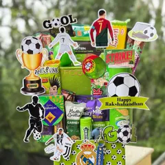 For the brother who is a die-hard football fan, this themed Rakhi hamper is the perfect goal. It’s packed with snacks and decorated with Cristiano Ronaldo and football motifs, making it a truly personalized gift.
