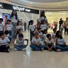 Our junior dancers getting ready for their big performance. We ensure everyone feels prepared and excited before hitting the floor for a public event.