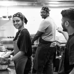 A sneak peek behind the scenes. My talented kitchen team works together to bring you the delicious food you love. There are always smiles and good vibes in my kitchen.