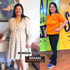 Manisha's incredible 15 kg weight loss journey is so inspiring. Her dedication to our fitness program shows in her amazing transformation and newfound confidence.