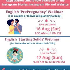 My 'Pre-Pregnancy' and 'Starting Solids' webinars are for couples planning a baby and for moms with babies over 4 months old. Each session is packed with useful information to help you at every stage.