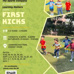 The journey starts here. Our 'First Kicks' program is specially designed for children aged 3.5 to 5 years, focusing on multi-sport basics, motor skills, and creating joyful first memories with sports in a safe and encouraging environment.